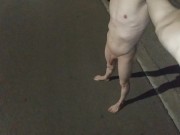 Totally naked on the street, playing with my piss, almost caught twice