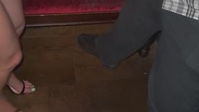Double ballbusting foot worship