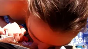 The asshole is being drilled with a hard dick as the brunette milf enjoys it