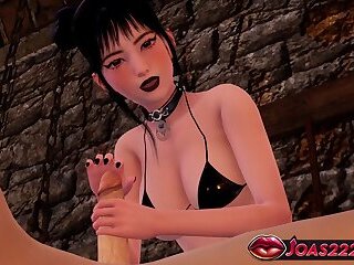 3D Animation Goth Anime Girl Haruka - Teasing POV with Dick Glans, Tongue Licking Blowjob Only,