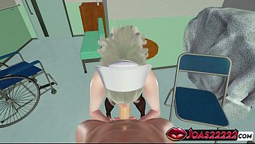 Sexy Japanese Nurse 3D Animation - Helping Her Patient Ejaculate with Handjob, Sloppy Blowjob Sucking Big Dick, and Footjob Fetish in Stockings