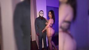 Hot busty latina girl in fishnet stockings gets fucked by her BBC friend