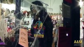 Two big cocks fot the sex shop girl