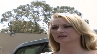 Classy blonde blows a black man and gets fucked to the balls