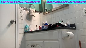 Cam catches femboy in bathroom getting ready for bed