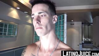 LatinoJuice.com - Inked guy Tattoo Boy wanks his cock intensely after a short photosh