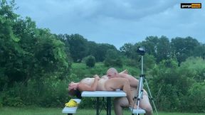 Eating Her Pussy on Public Picnic Table - Wanna Watch? Full Nude Outdoors