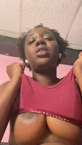 your computer lady co-worker flirting and teasing you with her big boobs