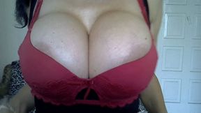 Red Bra black pantyhose