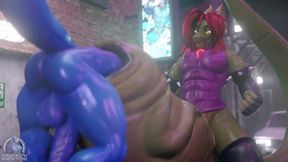 Hungry pleasure big dragon eats spaz cock raw animation