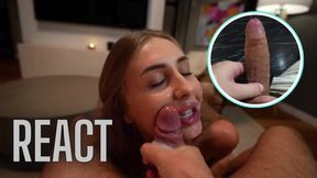 Beautiful blonde amateur POV solo sucking and jerking off her big cock