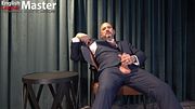Worship the suited Master's shoes, uncut cock, piss and
