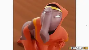 3D gay Egyptian dude used by cocks and toys