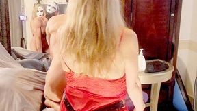 Nympho MILF Goddess Pegs Her Mare Slut RAW with Jumbo Thick Grape Strapon in Red Nighty