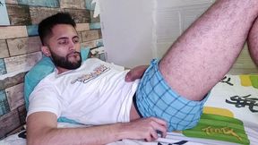 camilo brown jerking off with a condom on and then eating my own cum from the condom.