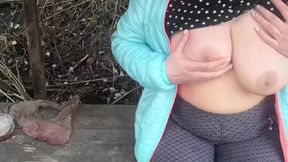 Controlled her toy outdoor and fucked her in the tent