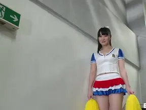 Japanese Cheerleader Strips Down to Seduce & Deep-Throat Delicious Cock