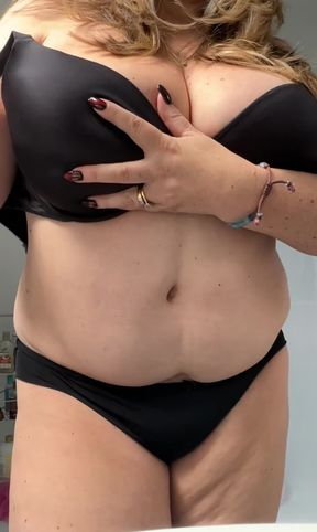 British MILF Striptease and please wank on my tits
