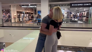 Horny wife sucks me off in the fitting room, then tells me to fuck her hard in the pussy