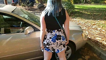 Exhibitionist Slut Flashes and Fucks In VERY Public Areas