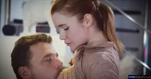 Curvy Kaira deepthroats his big dick on the couch