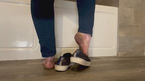 Dirty Feet After Woods; Arrival POV (Muddy Shoes, First Glimpse)
