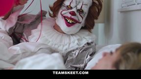 Petite cutie drilled by her bf to fend off clown nightmare