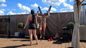 Nipple torture from your Goddess Lady Samira - Rooftop terrace Penthouse Elegance