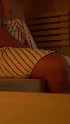 Must-see moment from "Caught jerking off in public sauna, huge cumshot"