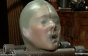Blonde lesbian cunt tormented in device