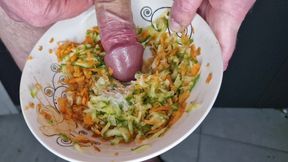 A slave must fuck a salad and cum generously in it. Food fetish, jerk-off instructions, and cum-eating instructions. Bon appetit