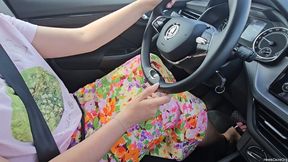 Driving Skoda Scala in Stiletto Heels