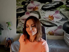 Shy girls shows her tight pussy