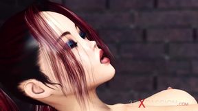 Horny red-haired girl gets fucked hard by a black man in the basement