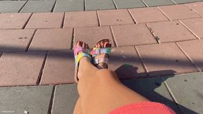 BIRKENSTOCK SANDALS SHOEPLAY IN A PUBLIC PARK - MOV Mobile Version