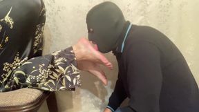 Obedient Slave Sniff and Lick His Mistress's Feet