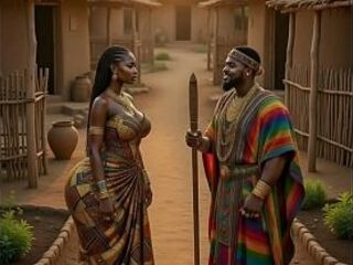 (AI Generated) - Hot Afro ebony animated Black Large Booty Large Breasts Village Maiden Tempted Drilled Raw By Gracious Large Weenie Prince