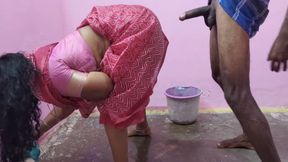 Mature aunty was cleaning the floor of the house i undressed her and made her completely naked and had sex with her