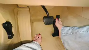 BMW Barefoot Driver Teases With Red Nails on Car Pedals in Sports Mode
