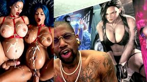 pregnant transgender girl cumming all over a pregnant slut while she gets fucked, ai generated