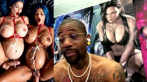 pregnant transgender girl cumming all over a pregnant slut while she gets fucked, ai generated