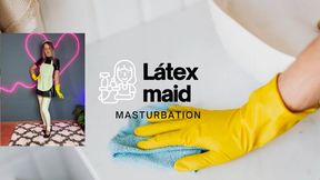 Maid latex masturbation