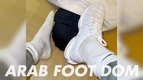 Arab Master Intense Foot Domination with Nike TN Sneaker, white Nike Socks and feet