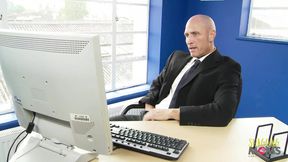 Bald dude fucking a blonde secretary in the office