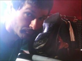 Licking riding boots