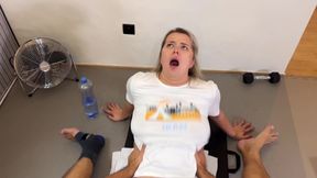 Neighbors Busty Wife Fucked in the Gym Room with Long Dick