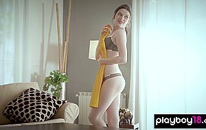 Busty Serena Wood stripping and painting her epic tits