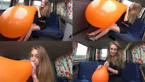 Looner Fantasy: Tall Model Dina Mouth-Inflates Giant Orange Balloon (HD quality)