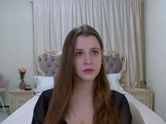 Brunette solo darling masturbating at home