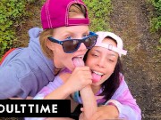 ADULT TIME - POV Hot Poly Wives Take Turns Sucking Dick And Fucking In The Wilderness